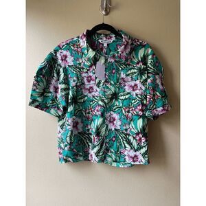 Walter Baker Jodie Top Cropped Hawaiian Shirt Amazon Tropic Women's Size Large